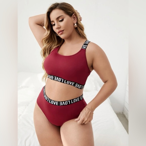 NEW! SHEIN Plus ‘Love’ Tape Lingerie Set Red Sz. 3X - Picture 1 of 8